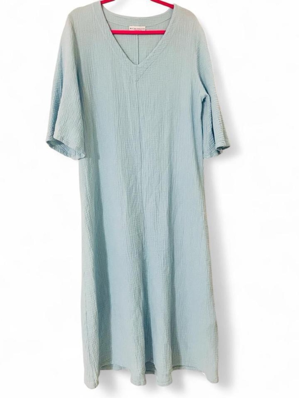 Bryn Walker Cotton Gauze Maxi Dress M Light Blue Flutter Bell Sleeve